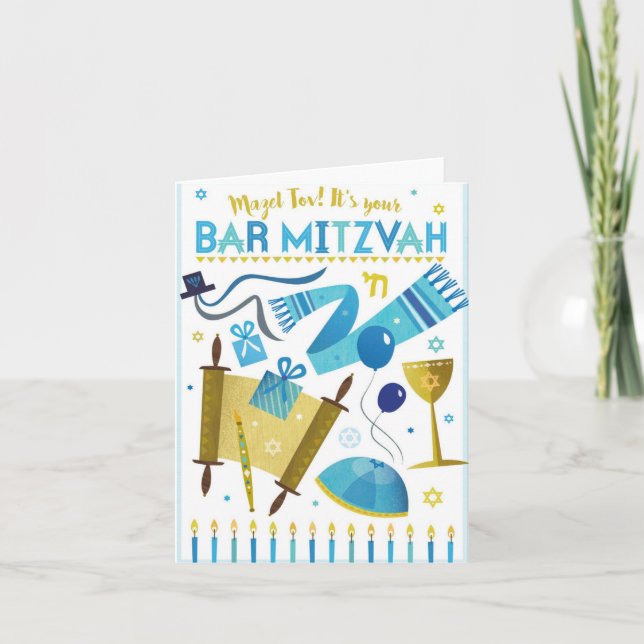 ¡Es tu Bar Mitzvah! Tarjeta doblada (Anverso)