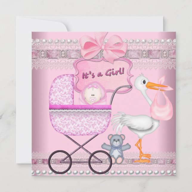Es un anuncio de bebé niña Cochecito rosa (Anverso)