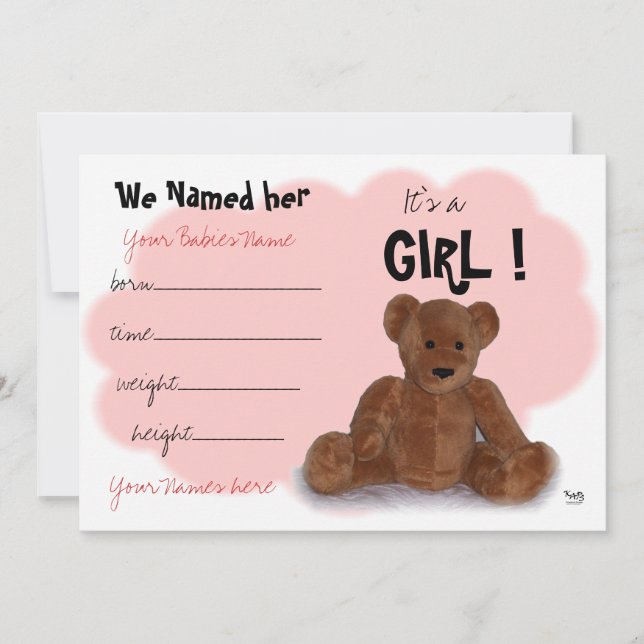 Es un anuncio de nacimiento Chica (Anverso)