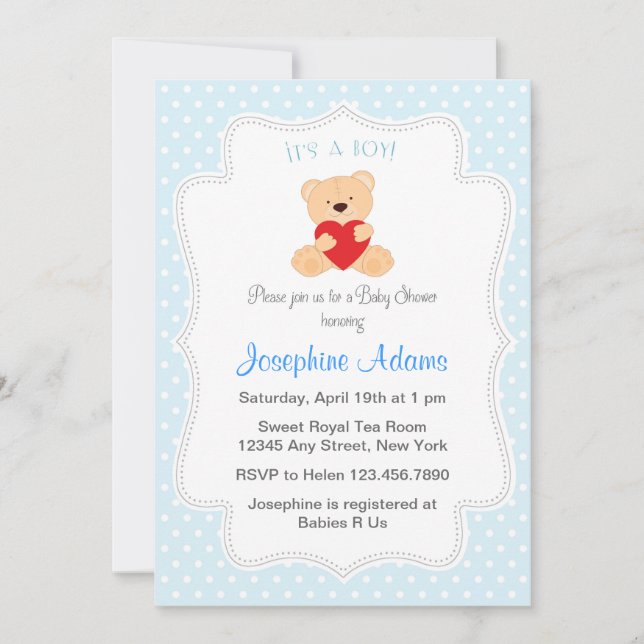 Es un azul de la invitación de Baby Shower del (Anverso)