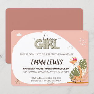 Es un bebé Chica Giraffe, invitación de Baby Showe