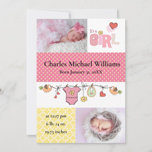 Es un Chica - Anuncio de nacimiento (Anverso)