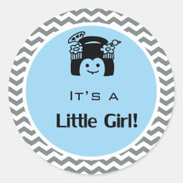 Es un chica azul, pegatinas de chevron grises.