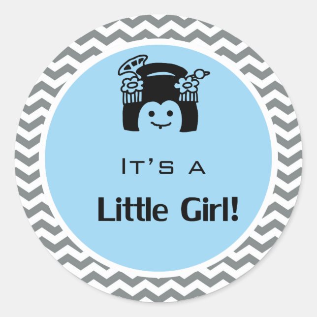 Es un chica azul, pegatinas de chevron grises. (Anverso)