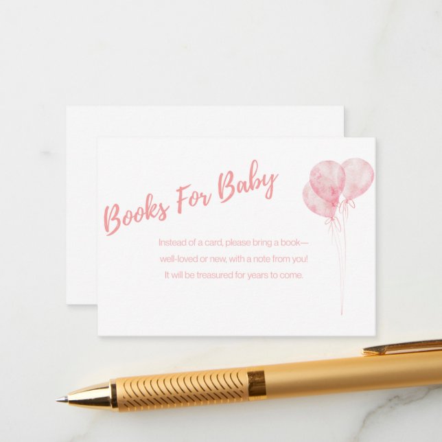 Es un Chica de globos rosados para tarjeta de bebé (Anverso/Reverso In Situ)