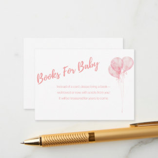 Es un Chica de globos rosados para tarjeta de bebé