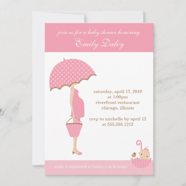{es un chica!} invitación a la ducha de bebé (Anverso)