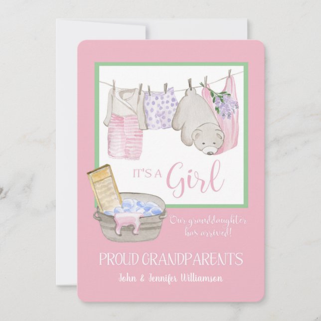 Es un Chica - Invitación de abuelos orgullosos (Anverso)