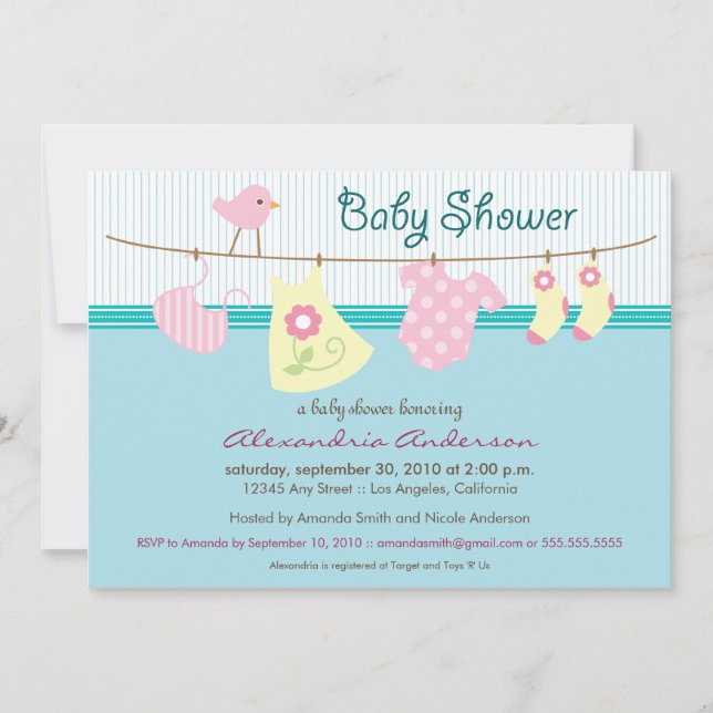 ¡Es un chica! Invitación de Baby Shower de la (Anverso)