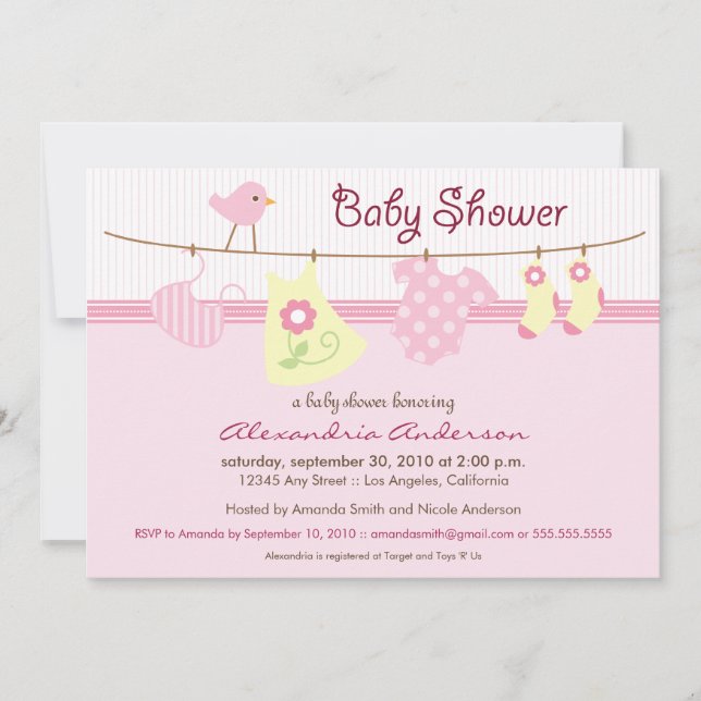 ¡Es un chica! Invitación de Baby Shower de la (Anverso)