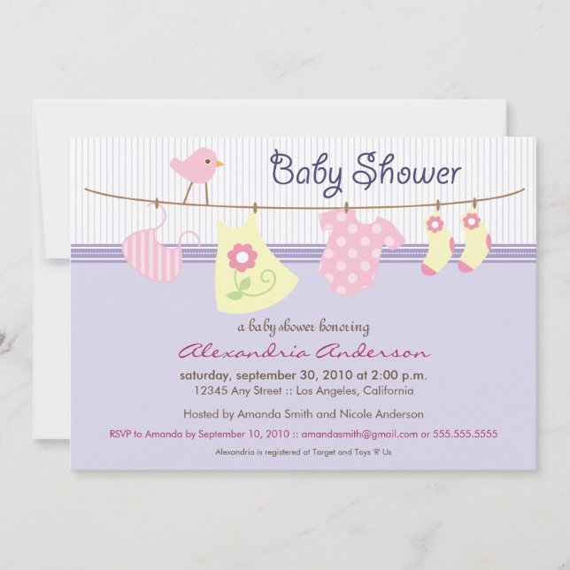 ¡Es un chica! Invitación de Baby Shower de la (Anverso)