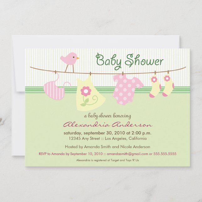 ¡Es un Chica! Invitación de Baby Shower en línea d (Anverso)