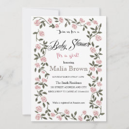 ¡Es un Chica! Invitación de Baby Shower: Rosas~