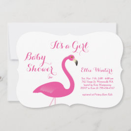 Es un Chica - Invitación de Flamingo en Baby Showe