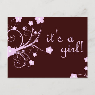 es un chica : invitación de flores rosadas