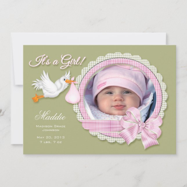 ¡Es un Chica! Invitación Recién nacido personaliza (Anverso)