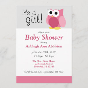 ¡Es un chica! Invitación rosada divertida de Baby