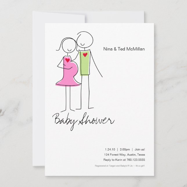 Es un Chica, invitaciones a la ducha de bebé, 5x7 (Anverso)