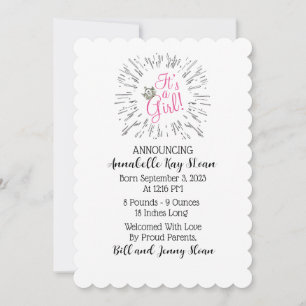 "¡Es un Chica!" Invitaciones del bebé de Tiara