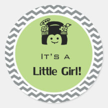 Es un chica pegatina de chevron verde y gris.