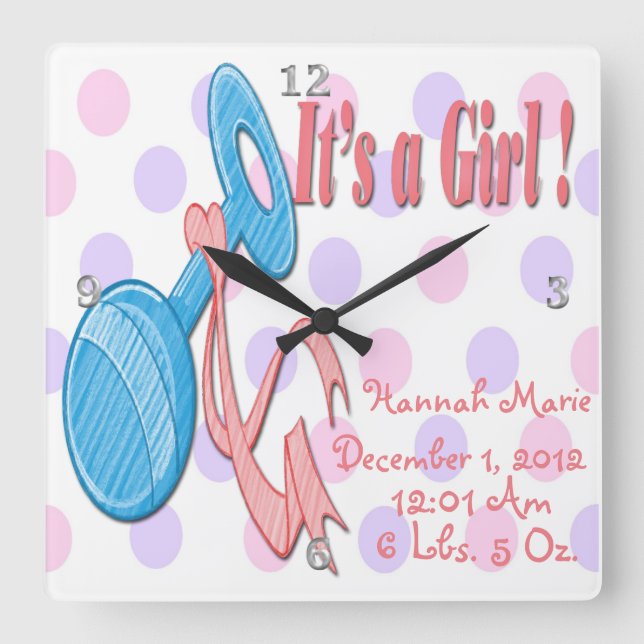 Es un chica - reloj de pared del recuerdo del (Anverso)