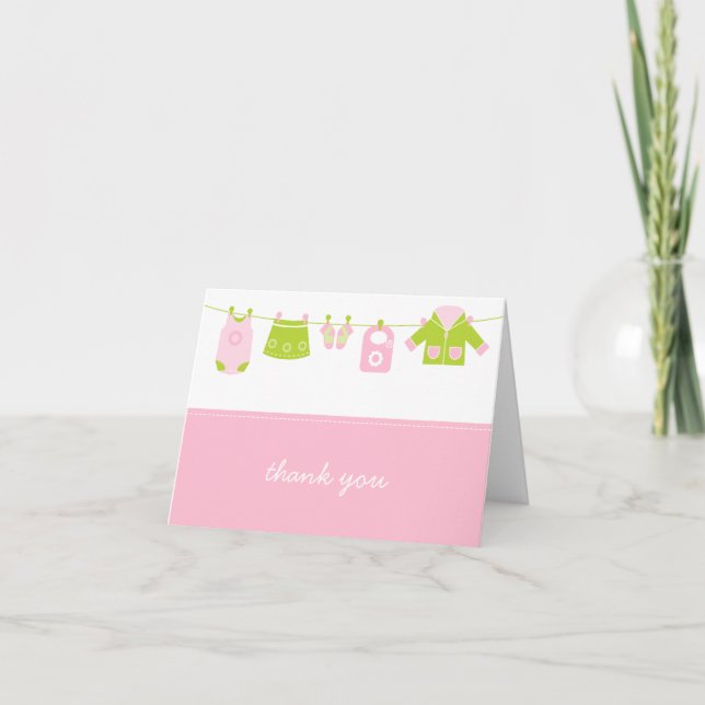{es un chica!} ropa pequeña tarjeta de agradecimie (Anverso)