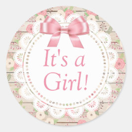 Es un Chica, un Pegatina de Bebé de Madera Rosa y 