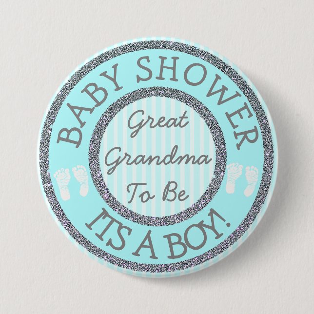 Es un chico, abuela para ser botón Baby Shower (Anverso)