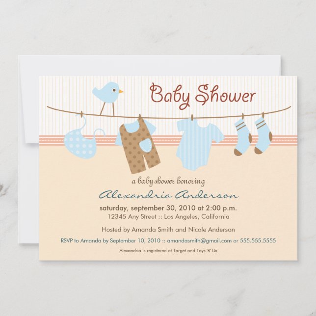 ¡Es un chico! Invitación de Baby Shower en línea d (Anverso)