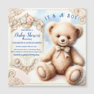 Es un chico lindo oso de peluche tarjeta magnética