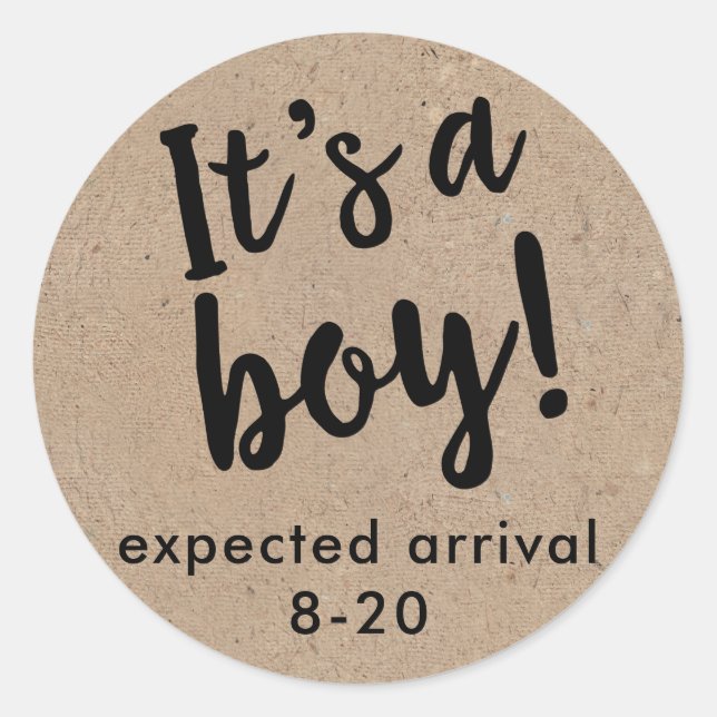 Es un chico Pegatina de revelación de género Kraft (Anverso)