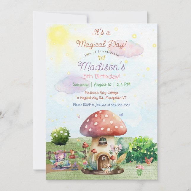 Es un día mágico la invitación de cumpleaños de un (Anverso)