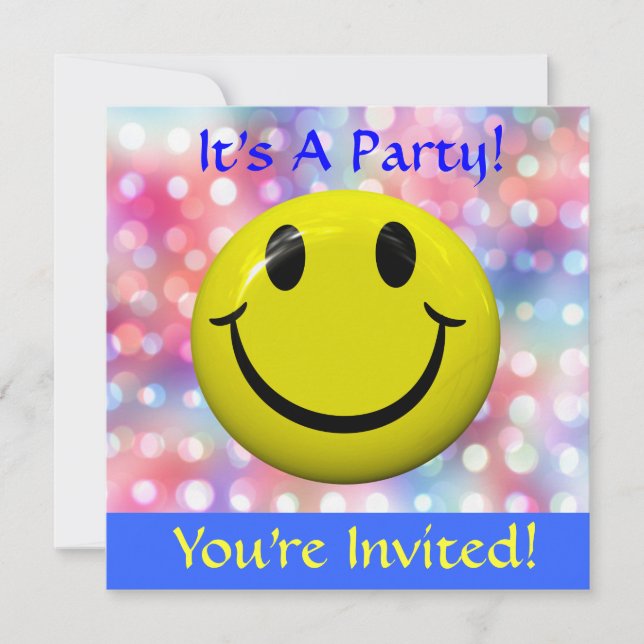 ¡Es un Fiesta! Invitación de cara feliz (Anverso)