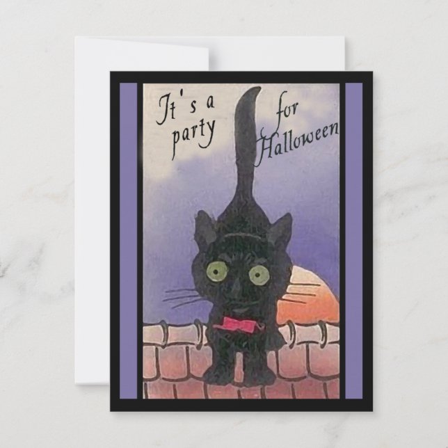 Es un Fiesta para las invitaciones a un gato negro (Anverso)