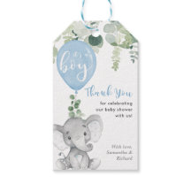 Es un globo de elefante de niño etiqueta de favor 
