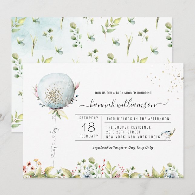 Es un globo de niños | Invitación de Baby Shower (Anverso / Reverso)
