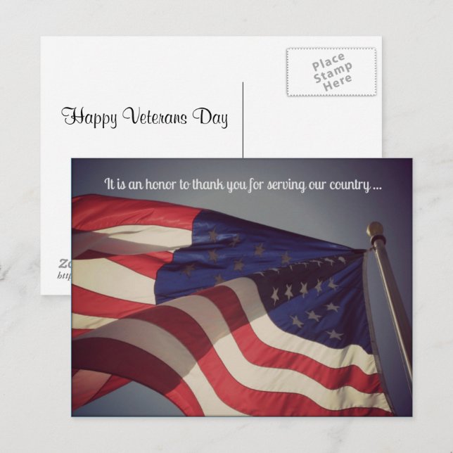 Es un honor... Postal del Día de los Veteranos (Anverso / Reverso)