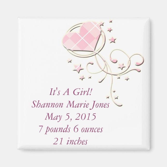 Es un imán Chica Argyle, el corazón se balancea y  (Frente)