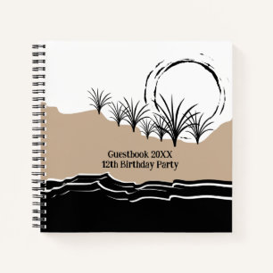 Es un libro de invitados para cumpleaños en la pla
