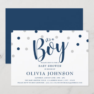 Es un muchacho - invitaciones azules de Baby