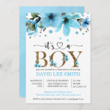 Es un niño Acuarela azul claro y dorado