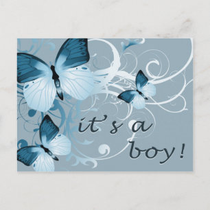 es un niño : elegante invitación de mariposas