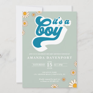 Es un niño Groovy Invitación a Baby Shower