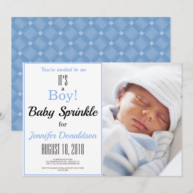 ¡Es un niño! Invitación a la foto de Blue Baby Spr (Anverso / Reverso)