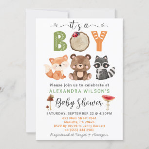 Es un niño Invitación Baby Shower de Woodland Anim