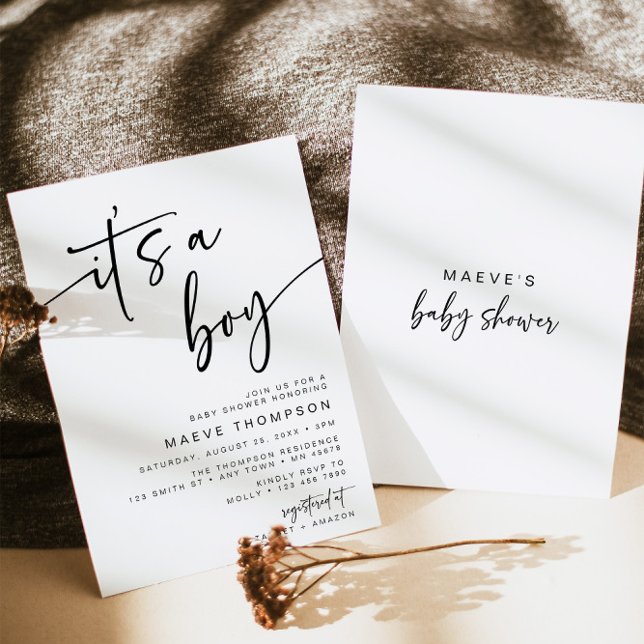 Es un niño Invitación Baby Shower Mínimo Moderno (Subido por el creador)