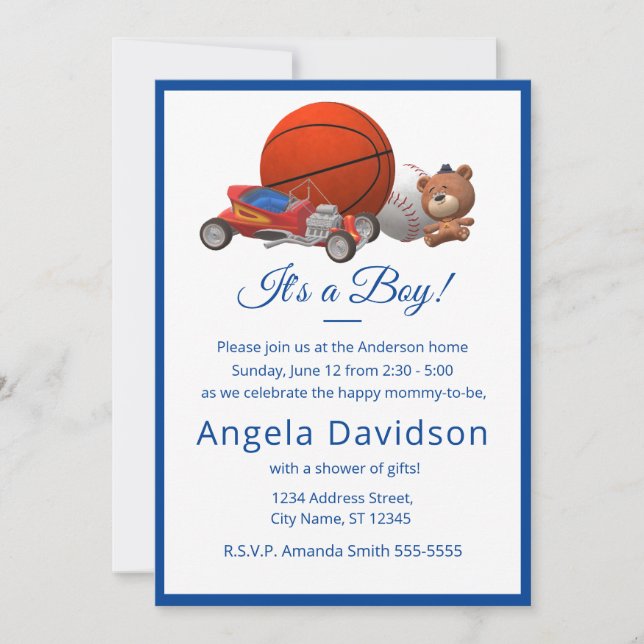 ¡Es un niño! Invitación de Boy Toys (Anverso)