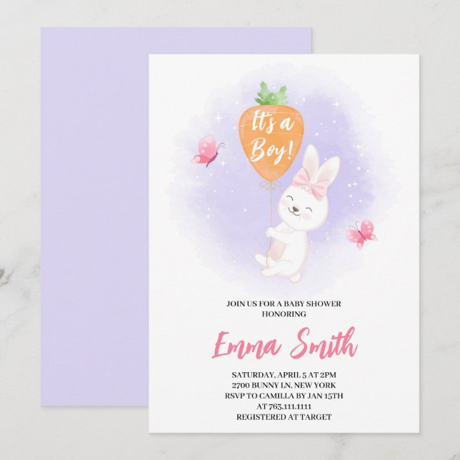 Es un niño Invitación de Cumpleaños de bebé de con (Anverso / Reverso)