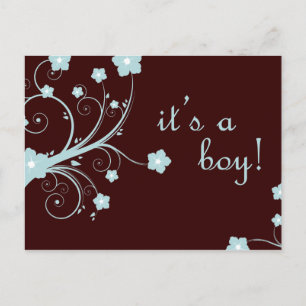 es un niño: invitación de flores azules