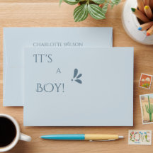 ¡Es un niño! Minimalismo Azul Pastel Cumpleaños de